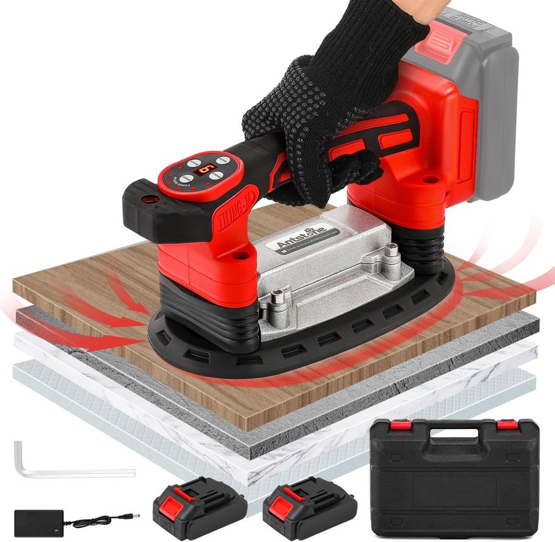 Antstone Tile Vibration Tool 220mm Suction Cup 441lbs/200kg Adsorption Handheld Tile Installation Leveling Machine Tile Vibrator Tool for Tiling Leveling Laying Max.20000r/Min 9 Speeds - Image 1